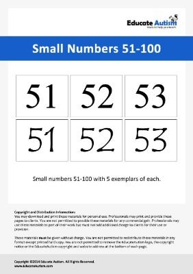 Small Numbers 51-100 - Educate Autism