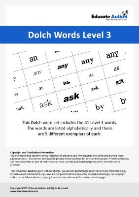 1st Grade Dolch Words for Reading Practice