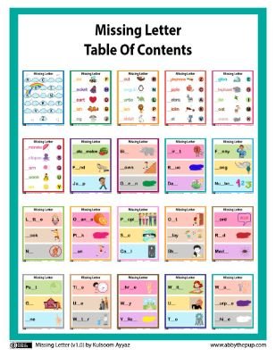 Fill in the Missing Letters Worksheets