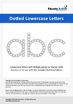 Dotted Lowercase Letters - Educate Autism