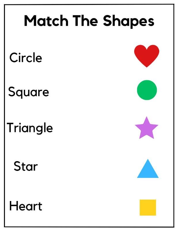 Shape Matching Activity Worksheet
