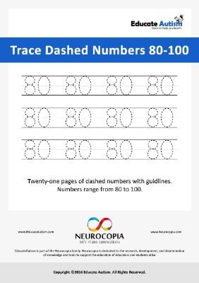 Trace Number 80-100 Dashed - Educate Autism