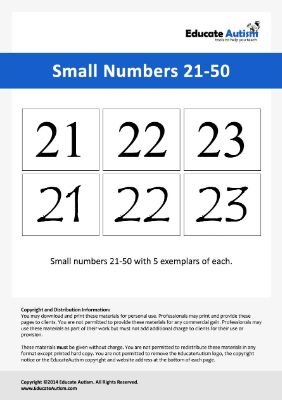 Small Numbers 21-50 - Educate Autism
