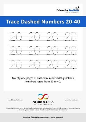 Trace Number 20-40 Dashed - Educate Autism