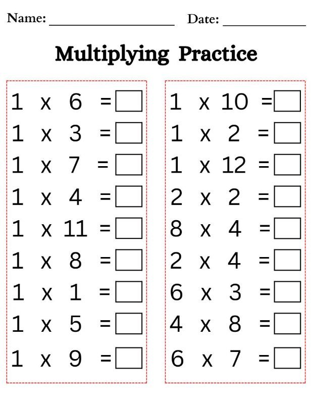 Introduction to Multiplication: Simplified Learning Sheet
