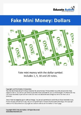 Mini Dollar Notes - Educate Autism