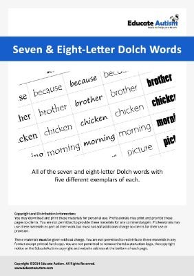 Advanced Dolch Words: Seven & Eight Letters