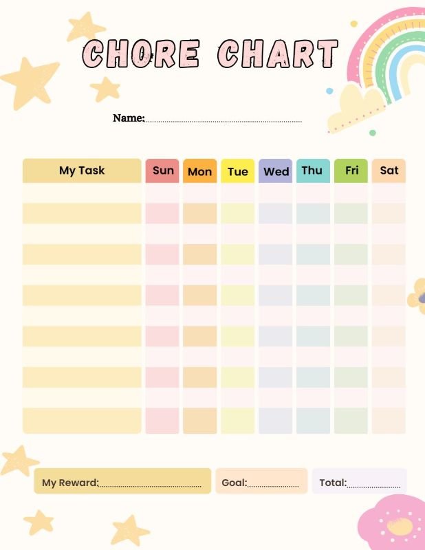 Blank Kids Chore Chart