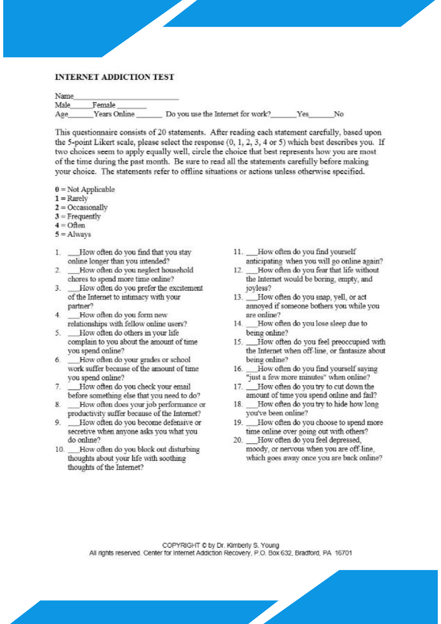Internet Addiction Test: Identifying Online Behavior Challenges