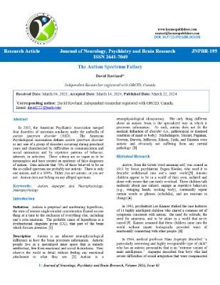 Journal on Neurology and Autism