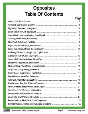 Learning Opposites: Interactive Worksheets