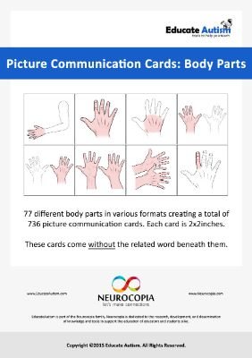 Picture Cards Male Body Parts without Words - Educate Autism