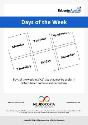 Picture Cards Days of the Week - Educate Autism