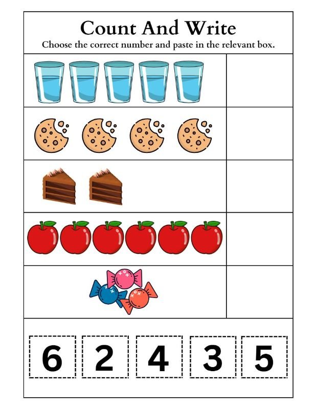 Count and Write Practice Sheets
