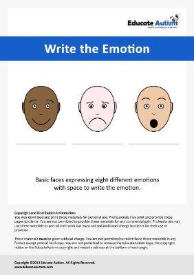 Write the Emotion - Single Line - Educate Autism