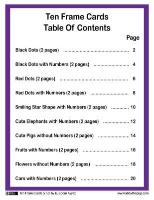 Ten Frame Cards: A Visual Aid for Learning Numbers and Basic Math