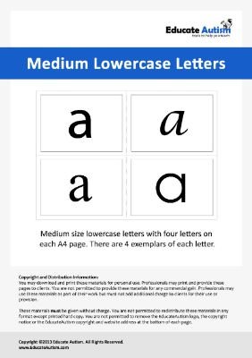 Medium Lowercase Letters - Educate Autism