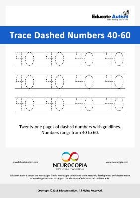 Trace Number 40-60 Dashed - Educate Autism