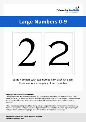 Large Number 0-9 - Educate Autism