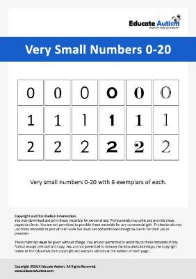 Extra Small Numbers 0-20 - Educate Autism