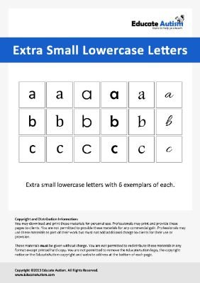 Extra Small Lowercase Letters - Educate Autism