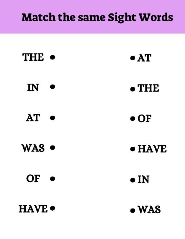 Matching Worksheet for Kids
