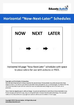 Horizontal Now-Next-Later Schedules - Educate Autism