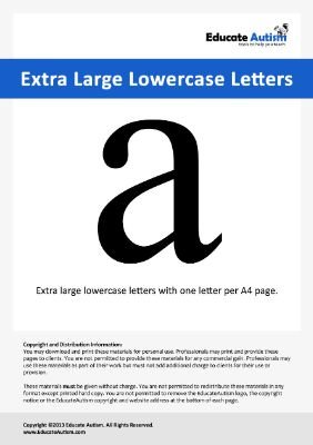 Extra Large Lowercase Letters - Educate Autism