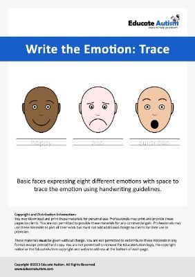 Write the Emotion - Trace - Educate Autism