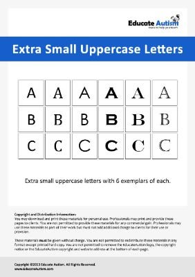 Extra Small Uppercase Letters - Educate Autism