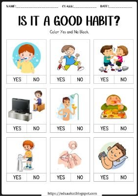 Good and Bad Habit Worksheets