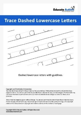 Trace Lowercase Dashed - Educate Autism