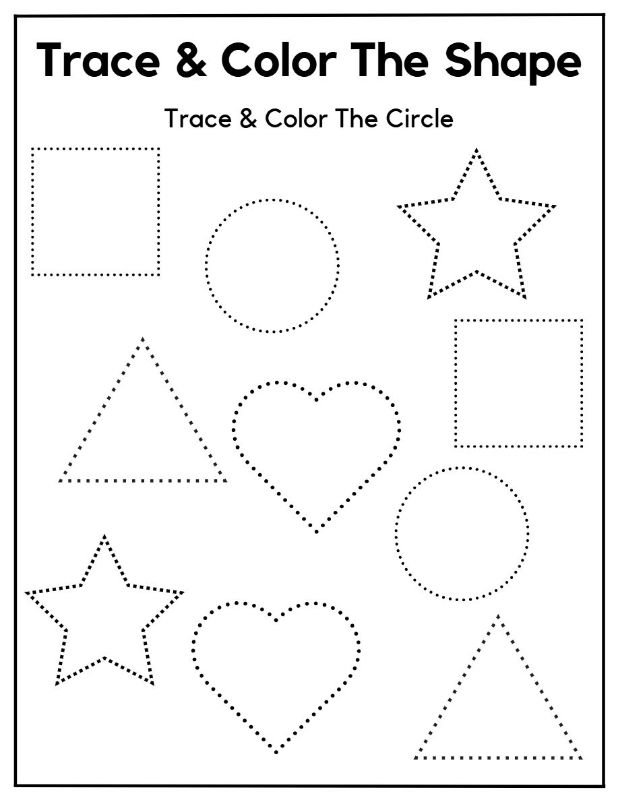Trace and Colour the Shape Worksheet