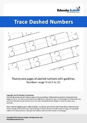 Trace Numbers Dashed - Educate Autism